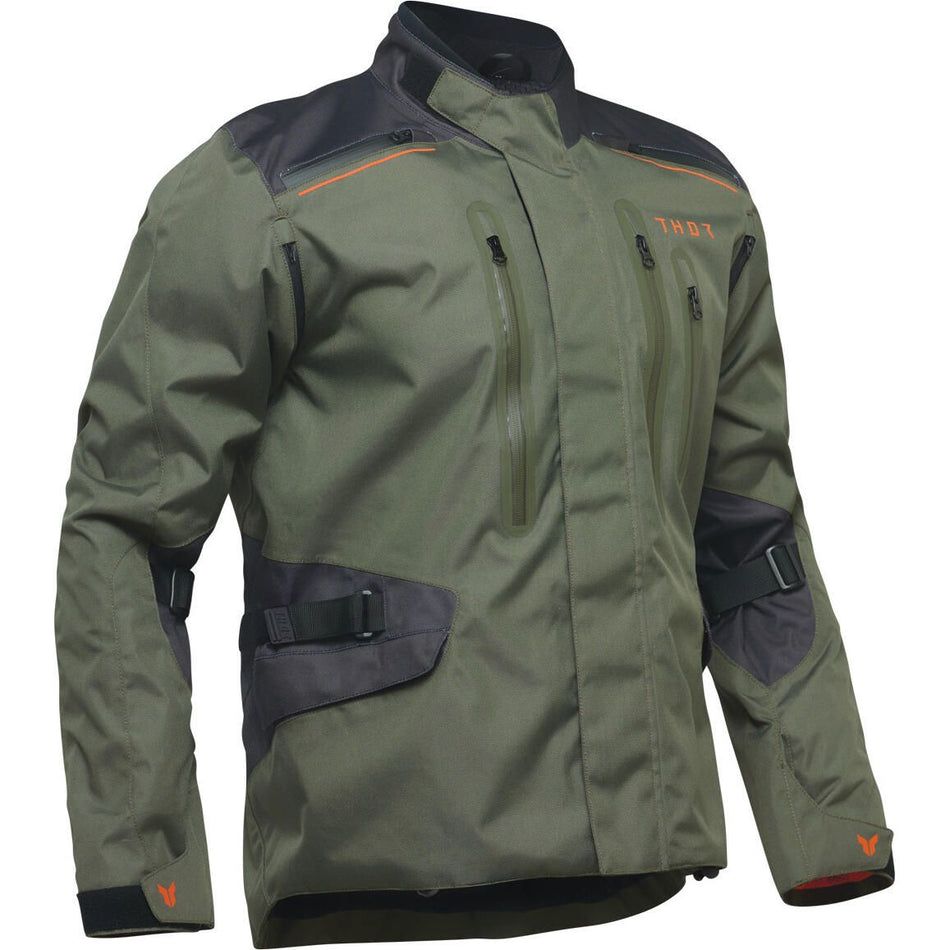 Thor Range Waterproof Jacket - Army/Orange