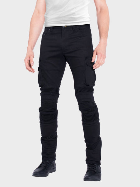 Nutriangee Men's Moto Biker Slim fit Cargo Jeans Skinny Stretch  Multi-Pockets Denim Pencil Pants 01 Black 30 at  Men's Clothing store