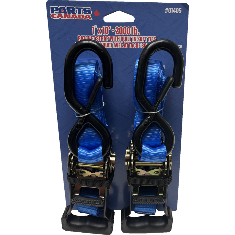 PC 2 Pack 1"X10' 2000lb Ratchet Strap Full S Hook - Studio Cycle