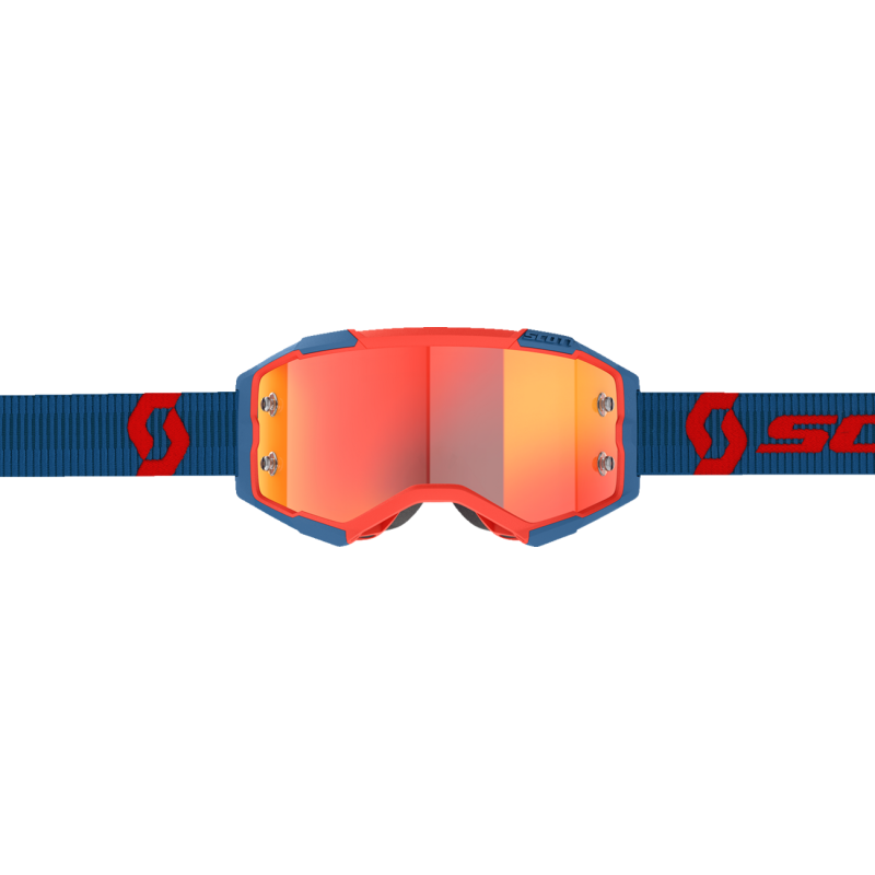 Scott Fury Goggles Dark Blue/Neon Red Orange Chrome Works
