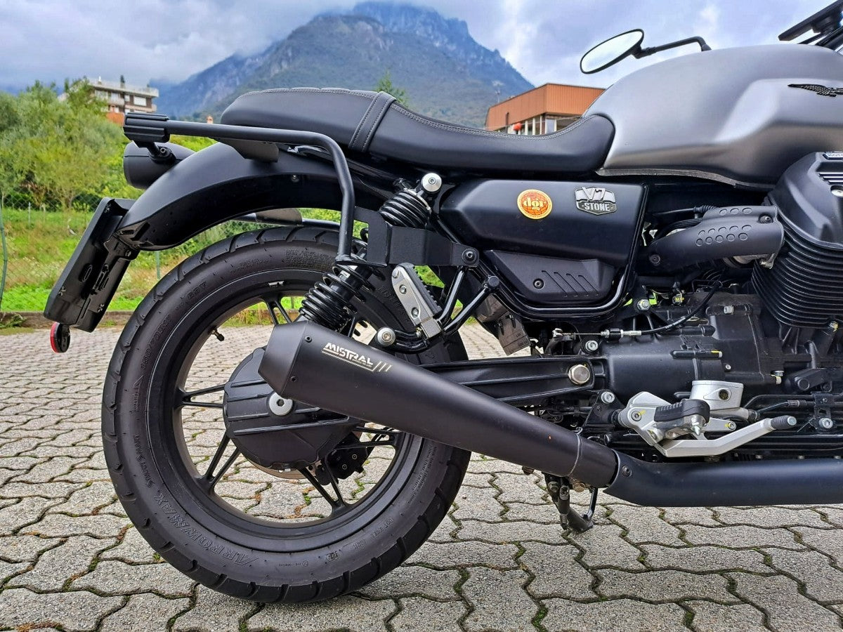 Mistral Short Exhausts - Matte Black Finish - Moto Guzzi V7 850 E5 - Studio Cycle