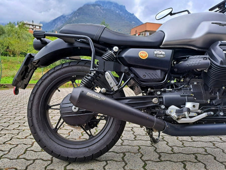 Mistral Short Exhausts - Matte Black Finish - Moto Guzzi V7 850 E5 - Studio Cycle