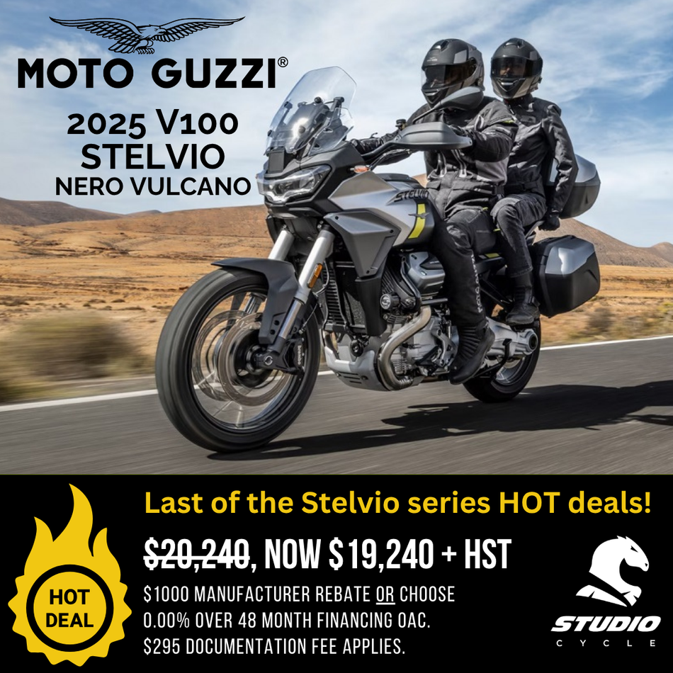 2025 Moto Guzzi Stelvio - Nero Vulcano - READY TO ORDER - Studio Cycle