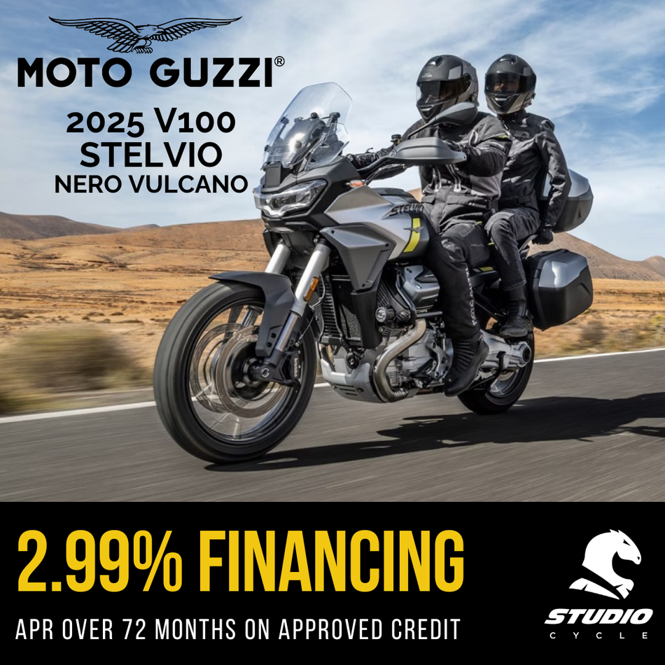 2025 Moto Guzzi Stelvio - Nero Vulcano - READY TO ORDER - Studio Cycle