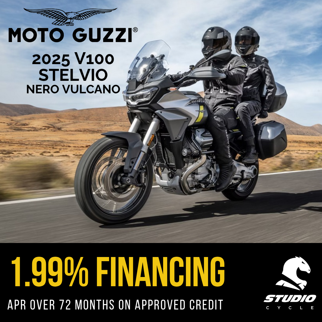 2025 Moto Guzzi Stelvio - Nero Vulcano - READY TO ORDER - Studio Cycle