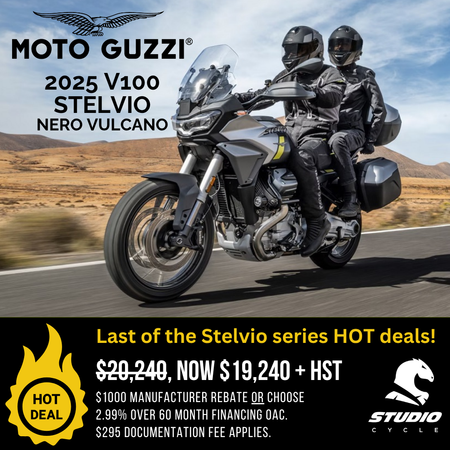 2025 Moto Guzzi Stelvio - Nero Vulcano - READY TO ORDER - Studio Cycle