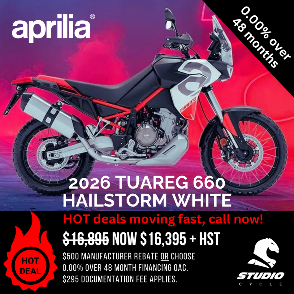 2026 Aprilia Tuareg 660 - Hailstorm White - IN STOCK - Studio Cycle