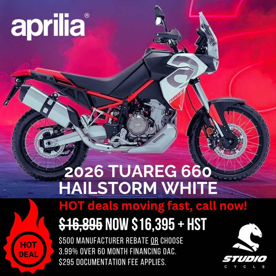 2026 Aprilia Tuareg 660 - Hailstorm White - IN STOCK - Studio Cycle