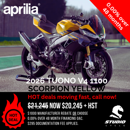 2026 Aprilia Tuono V4 1100 - Scorpion Yellow - DEMO IN STOCK - Studio Cycle