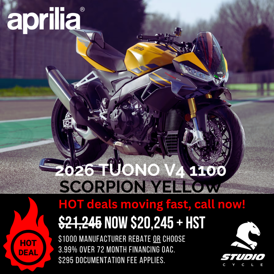 2026 Aprilia Tuono V4 1100 - Scorpion Yellow - READY TO ORDER - Studio Cycle