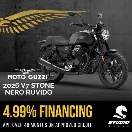 2026 Moto Guzzi V7 Stone - Nero Ruvido - IN STOCK - Studio Cycle